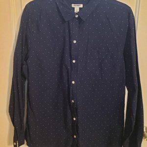 Old Navy Large Navy/Green Polka Dot Shirt